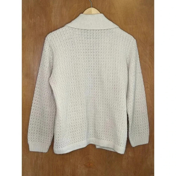 Vintage Bams San Francisco Beige Waffle Knit Open Front Cardigan - Picture 5 of 8